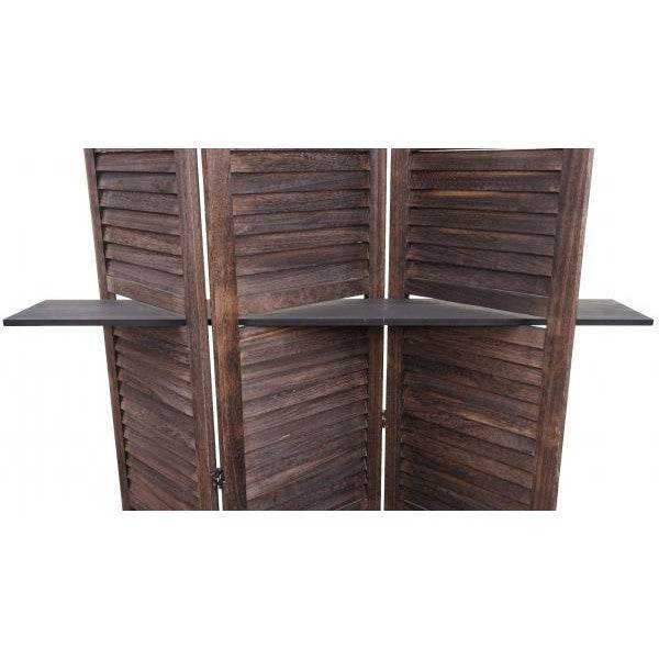 Paravent Yvelines, Trennwand Raumteiler mit Regalböden 170x125cm, Shabby Look ~ braun/braun - Palo24