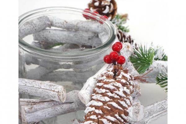 Adventskranz Stern, Weihnachtsdeko Tischdeko, Holz mit Kerzenglas 40x40x12cm weiss-grau - Palo24