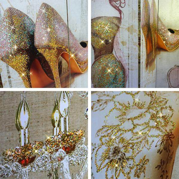 Foto-Paravent Vintage, Raumteiler Trennwand, Glitzer Retro Fashion FSC-zertifiziert ~ 180x120cm - Palo24