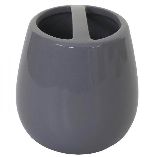 5-teiliges Badset HWC-C72, WC-Garnitur Badezimmerset Badaccessoires, Keramik ~ grau - Palo24