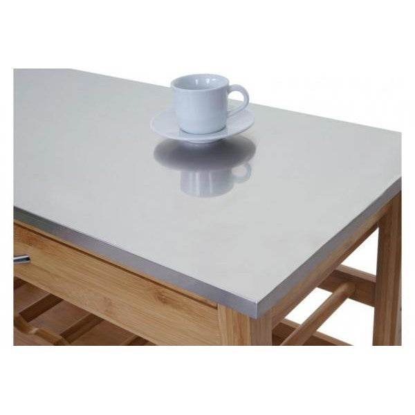 Servierwagen, Küchenwagen Barwagen Rollwagen Küchenhelfer Beistellwagen, Bambus - Palo24