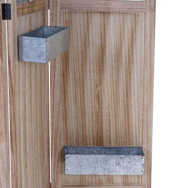 Paravent HWC-D26 Pflanzkörbe, Raumteiler Trennwand spanische Wand Sichtschutz, Holz Metall 170x161x29cm - Palo24