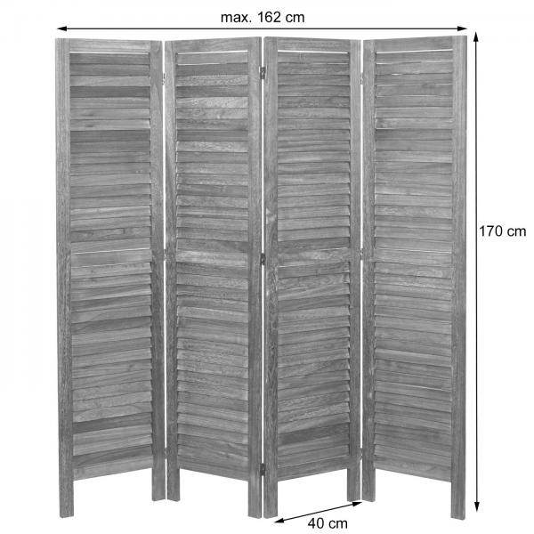 Paravent HWC-G30, Trennwand Sichtschutz Raumteiler, Shabby-Look 170x162cm ~ braun - Palo24