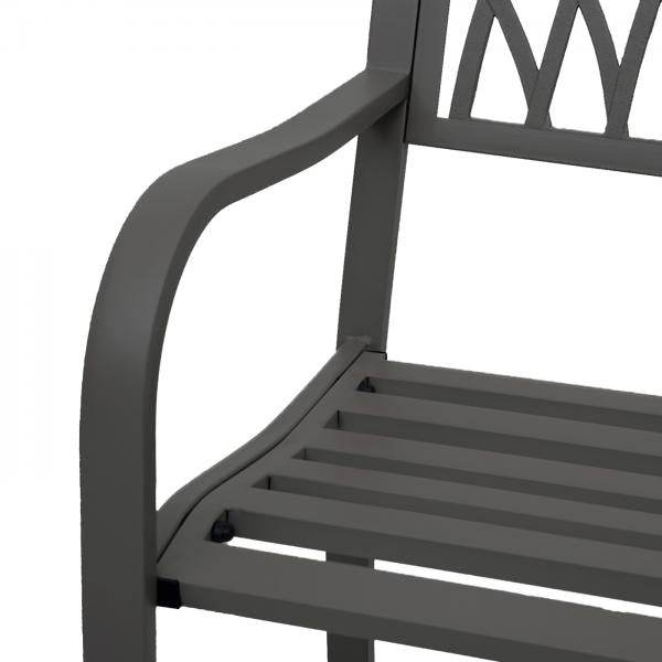 Gartenbank HWC-F45, Bank Parkbank Sitzbank, 2-Sitzer pulverbeschichteter Stahl ~ schwarz - Palo24