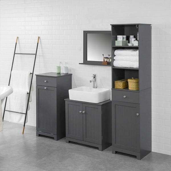 Waschbeckenunterschrank | Badezimmerschrank Dunkelgrau | Landhaus - Palo24