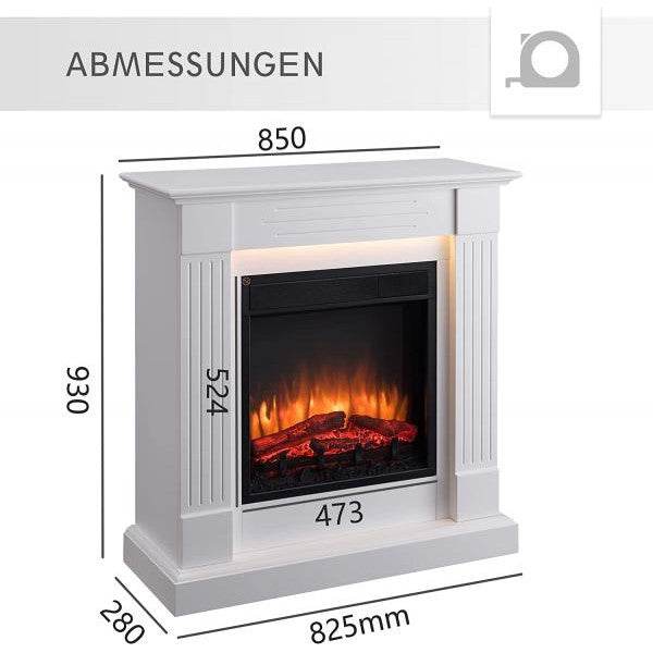 BALDERIA Elektrokamin Ladina 3D-Flammeneffekt Elektro Heizung 2000W Weiss - Palo24