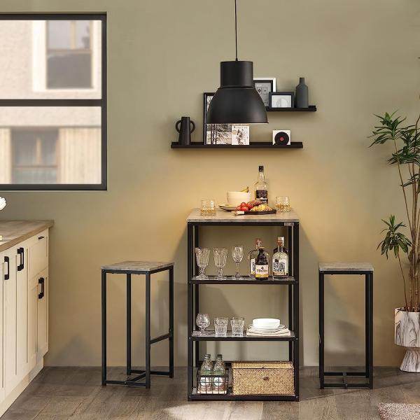 Bartisch Mit 2 Stühlen | Bartisch Set | 3-Teilig | Esstisch | Hellgrau - Palo24