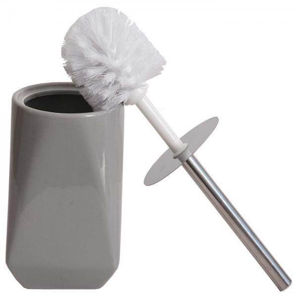 5-teiliges Badset HWC-C71, WC-Garnitur Badezimmerset Badaccessoires, Keramik ~ grau - Palo24