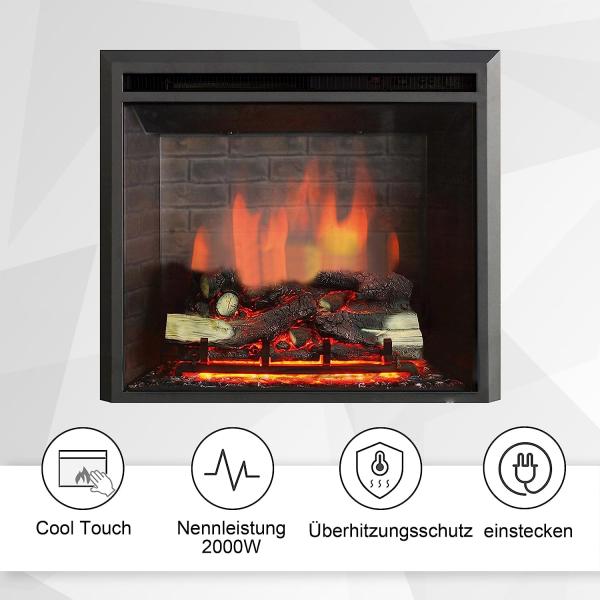 BALDERIA Calida 26" Elektrischer Einbaukamin 3D-Flammeneffekt 2000W - Palo24