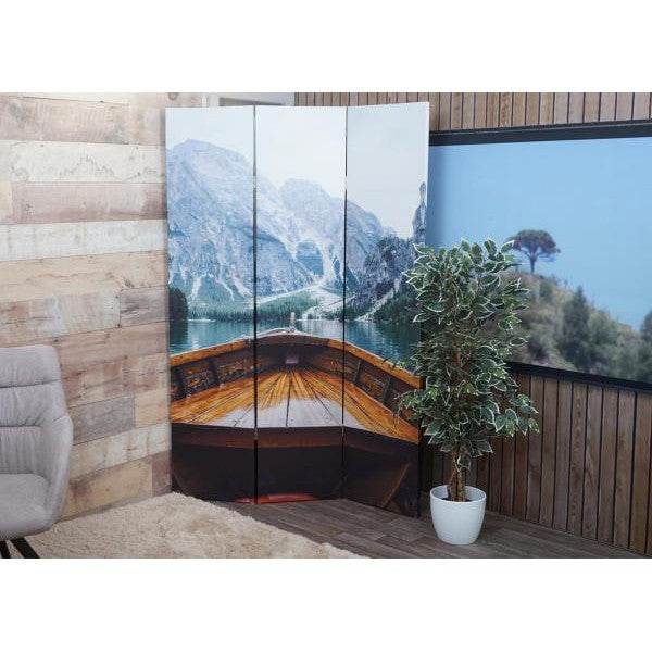 Foto-Paravent HWC-A83, Raumteiler Trennwand Sichtschutz, FSC-zertifiziert ~ 180x121cm Boot - Palo24