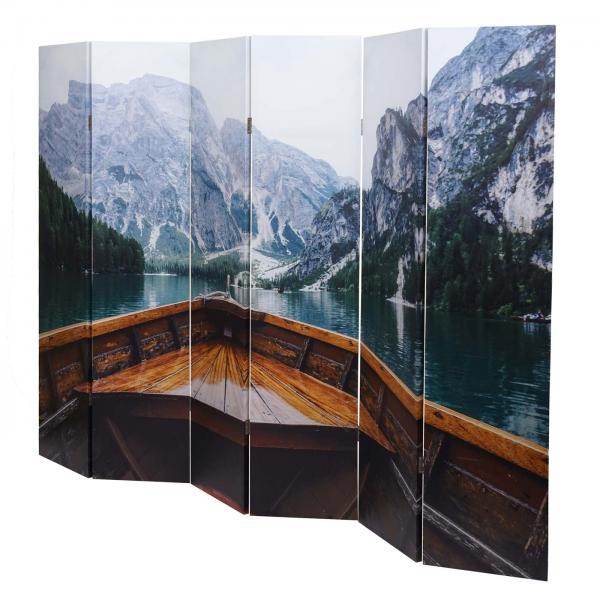 Foto-Paravent HWC-A83, Raumteiler Trennwand Sichtschutz, FSC-zertifiziert ~ 180x244cm Boot - Palo24