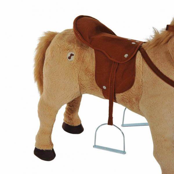 Reitpferd Stehpferd Kinderpferd Plüschpferd Reiten ohne Schaukelkufen Beige - Palo24