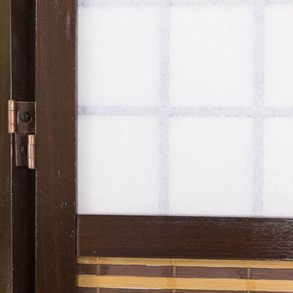 5 fach Holz Paravent Raumteiler braun Bambus - Palo24