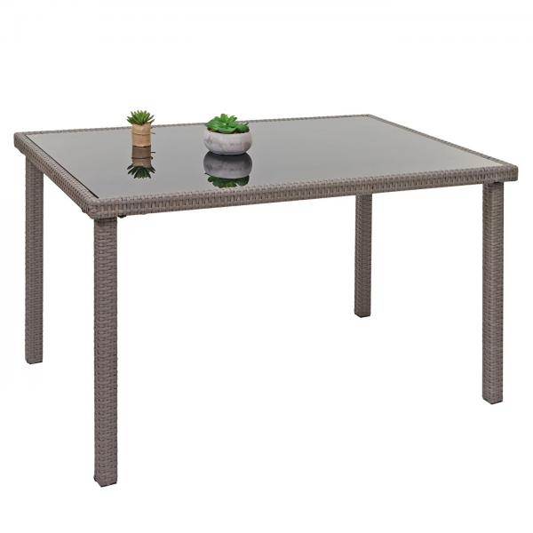Poly-Rattan Tisch HWC-G19, Gartentisch Balkontisch, 120x75cm ~ grau - Palo24