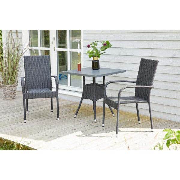 LC Garden »Lübeck« Stapelstuhl schwarz Armlehnstuhl Balkonstuhl - Palo24