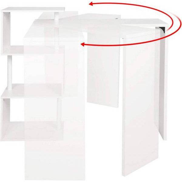 Bartisch mit 3 Ablageflächen aus Metall & MDF, drehbar weiss - Palo24