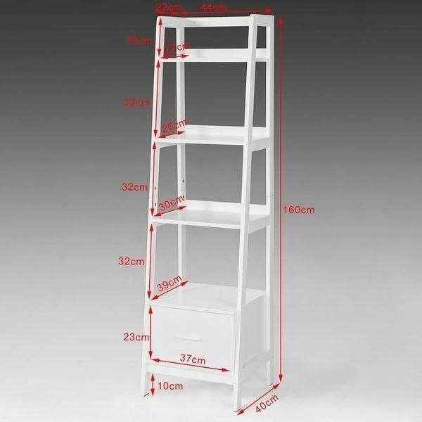 Leiterregal Weiss | Bücherregal Breit 44cm | Standregal Holz