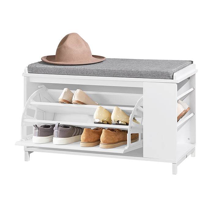 Schuhkipper | Sitzbank mit Stauraum | Garderobenbank Weiss FSR105-W - Palo24