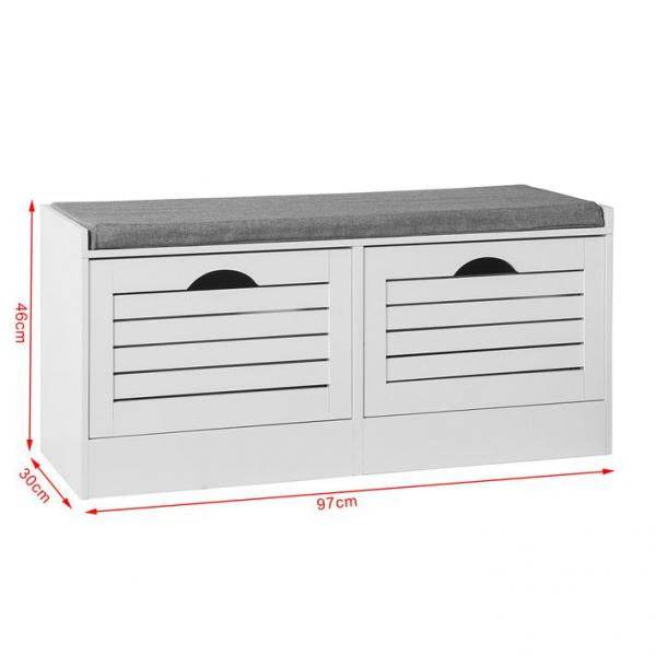 Schuhkipper | Schuhbank mit Schuhfach | Landhausstil Weiss - Palo24