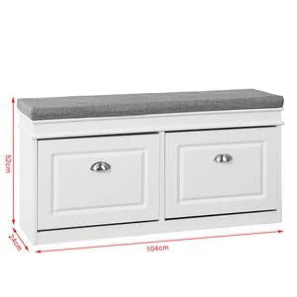 Schuhkipper Schuhbank mit Schuhfach Landhausstil Weiss - Palo24