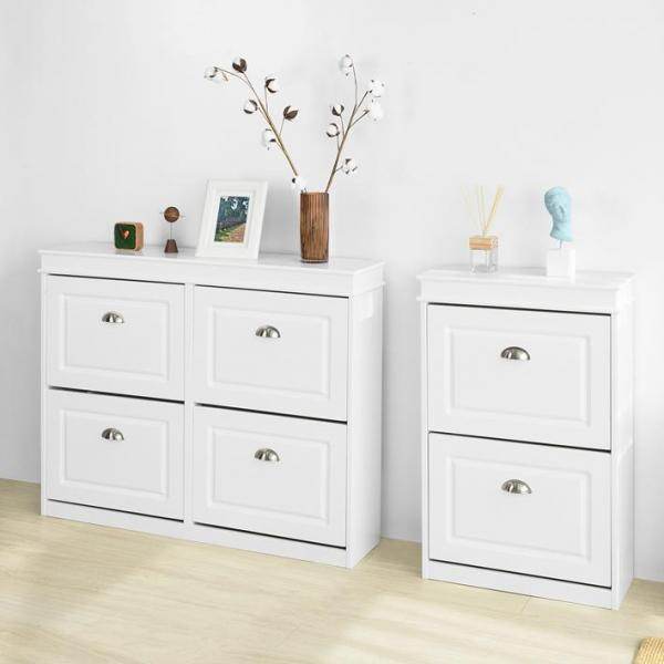 Schuhkipper | Schuhschrank mit 2 Klappen | Schuhkommode Weiss - Palo24