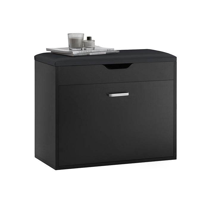 Schuhkipper mit 1 Klappe | Schuhbank mit Sitzkissen | Sitzkommode | Schwarz | FSR95-SCH - Palo24