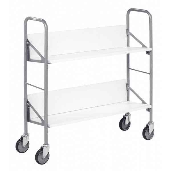 Archivwagen in weiss mit 4 Buchstützen und 50kg Tragkraft - Palo24