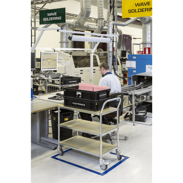 ESD-Etagenwagen mit 2 Böden bis 150kg belastbar, 4 Lenkrollen - Palo24