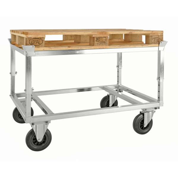 Verzinkter Palettenwagen mit Palettenhalter für Paletten 800x600mm 1200x800 mm 1200x1000 mm - Palo24