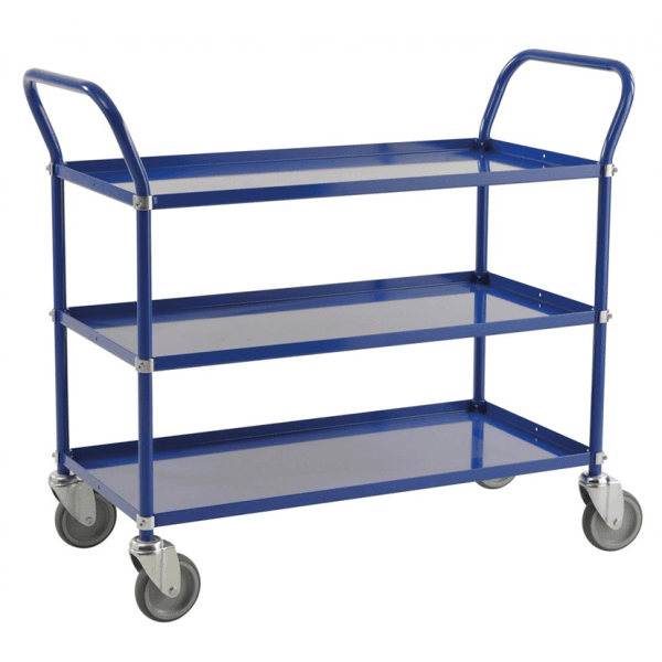 Etagenwagen 3 Böden bis 250kg belastbar 4 Lenkrollen blau - Palo24