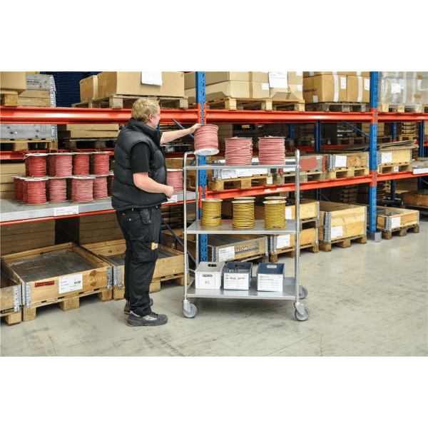 Etagenwagen 3 Böden bis 250kg belastbar mit Bremse - Palo24