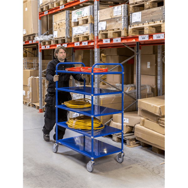 Etagenwagen 5 Böden bis 250kg belastbar 4 Lenkrollen, blau - Palo24