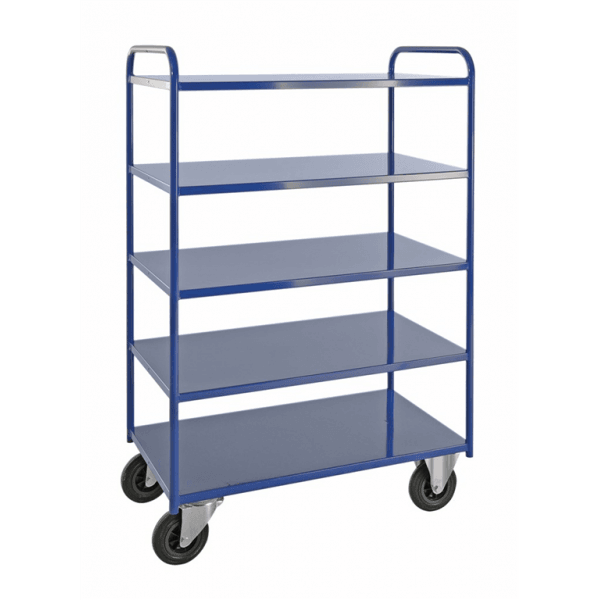 Etagenwagen mit 5 Böden bis 400kg belastbar blau - Palo24