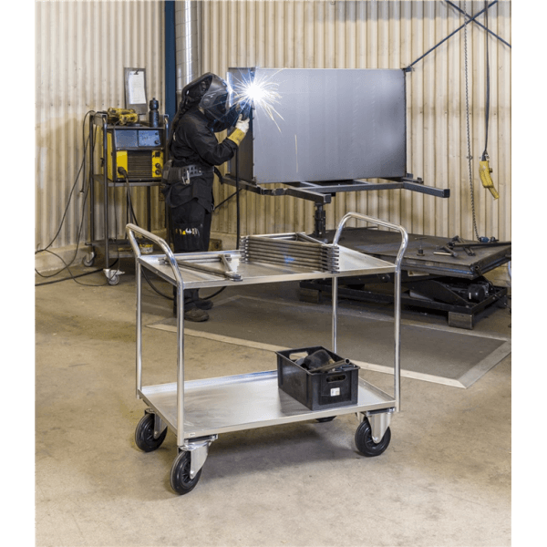 Etagenwagen mit 2 Böden bis 400kg belastbar Weiss - Palo24