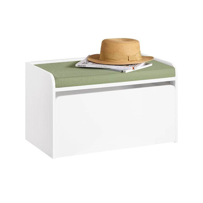 Spielzeugtruhe | Sitzbank mit Sitzkissen | Aufbewahrungsbox für Kinder | Grün Weiss KMB80-W - Palo24