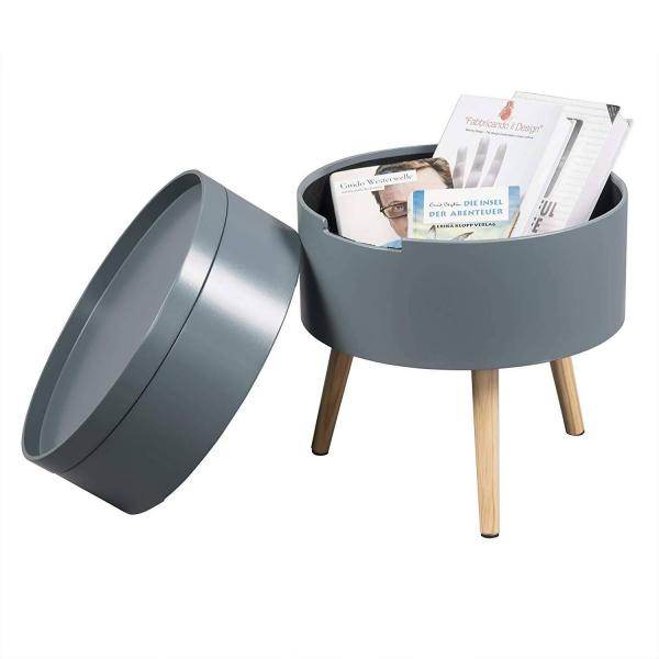 Beistelltisch mit Stauraum aus Holz in grau - Palo24