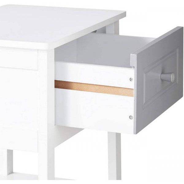 Nachttisch mit Schublade und 2 Ablagen aus MDF weiss - Palo24