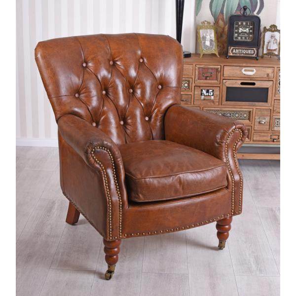 EXCLUSIVER ENGLISCHER CLUBSESSEL CHESTERFIELD LEDER - Palo24