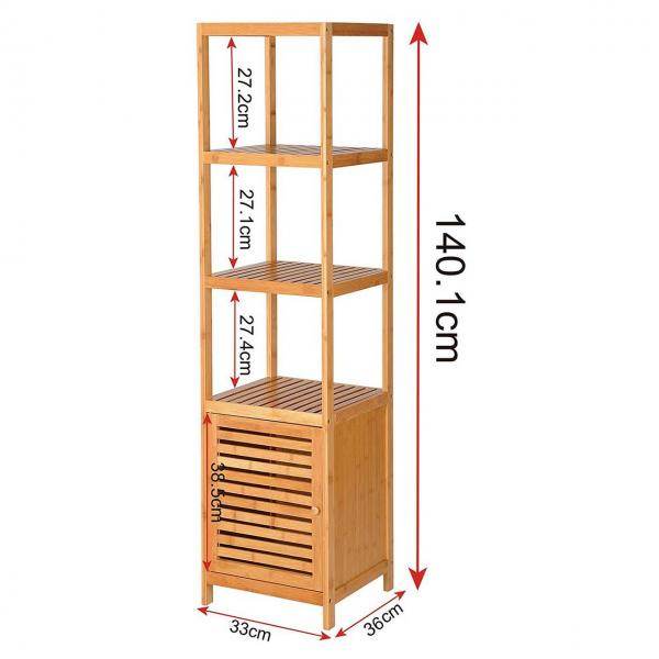 Standregal mit 5 Ablageflächen & Stauraum aus Bambus - Palo24