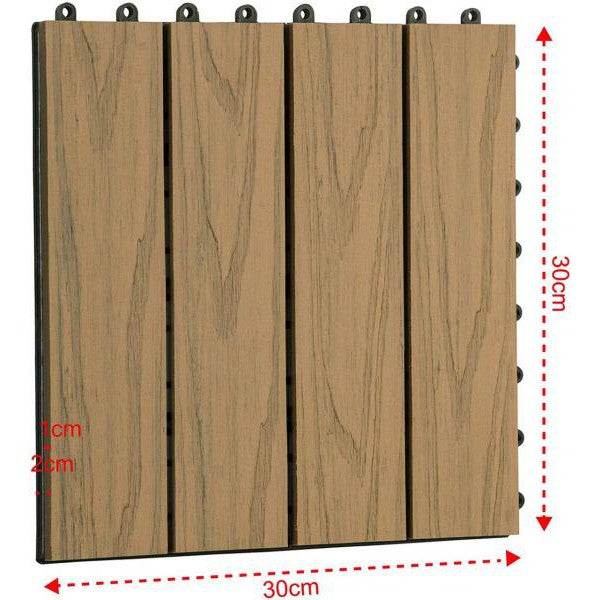 22er-Set WPC Balkonfliesen in Holzoptik mit Relief hellbraun - Palo24