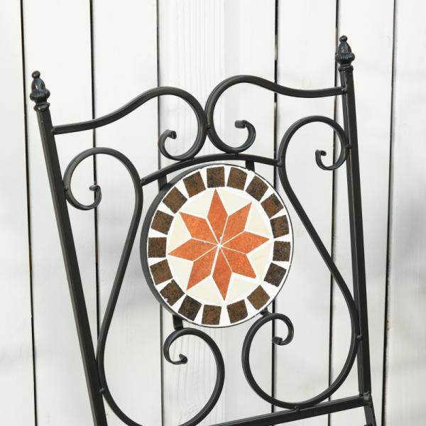 Garten Sitzgruppe 3-teilige Mosaiktisch+2 faltbare Stühle Metall - Palo24