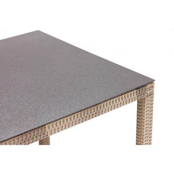 Rattan Dining Esstisch Gartentisch 140x90cm Spraystone natur - Palo24