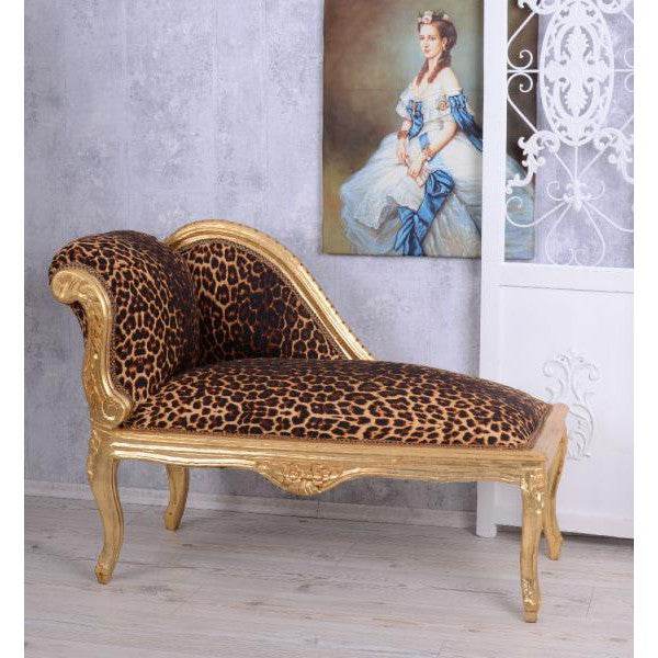 ROMANTISCHES SOFA OTTOMANE LANDHAUSSTIL SHABBY GOLD LEOPARD - Palo24