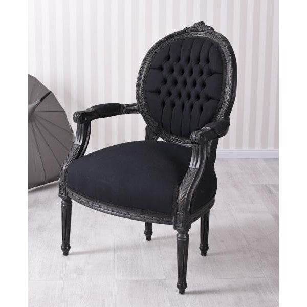 BAROCK SESSEL IM SHABBY CHIC VINTAGE STIL SCHWARZ/DUNKELGRAU - Palo24