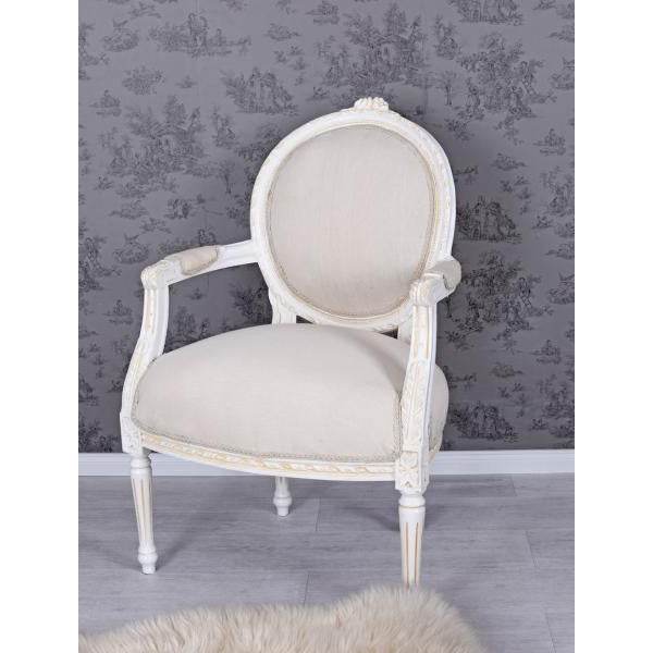 KÖNIGLICHER MEDAILLON SESSEL BAROCKSTIL WEISS - Palo24