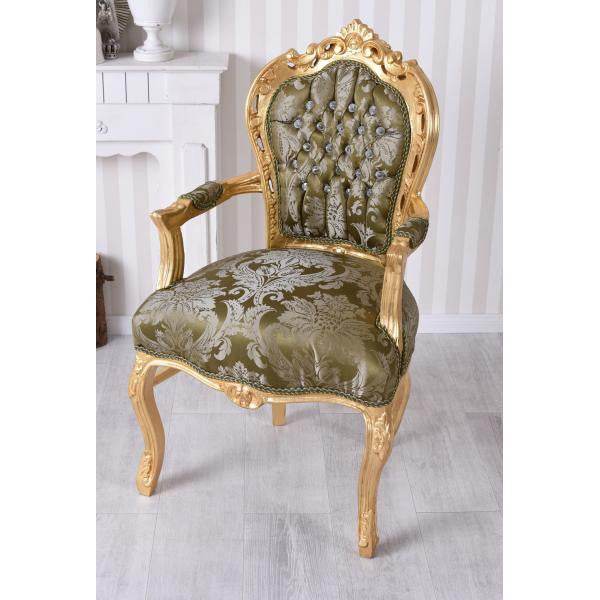 THRON SESSEL STRASSSTEINE WOHNEN WIE IM SCHLOSS GOLD GRÜN - Palo24