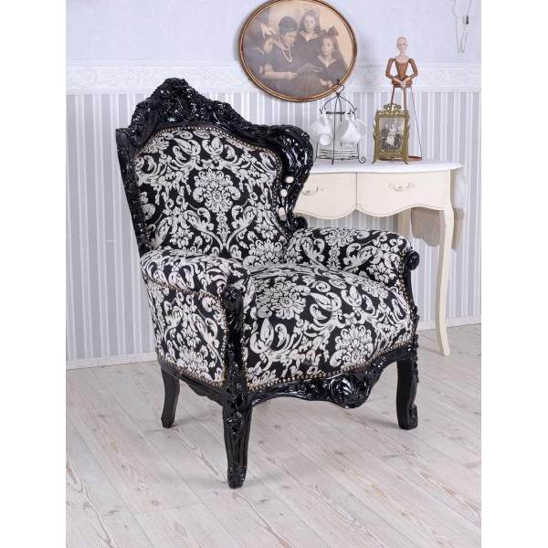 XXL SESSEL BAROCK SCHWARZ WEISS - Palo24