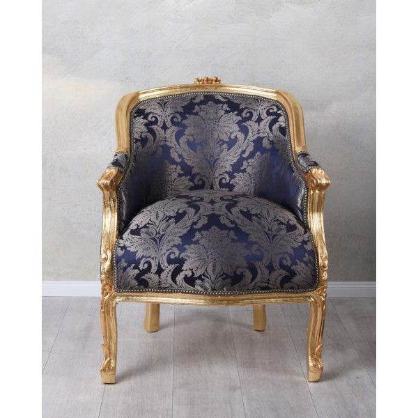 BERGERE EN CONFESSIONAL BAROCK SESSEL BLAU BLUMEN - Palo24