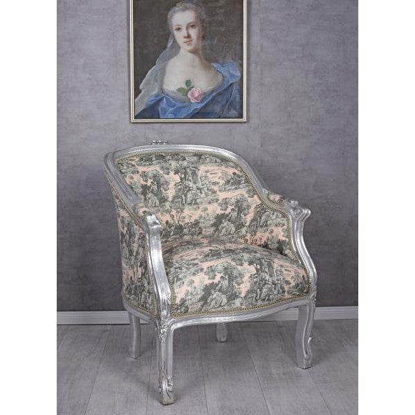 BERGERE EN CONFESSIONAL BAROCK SESSEL SILBER ROCOCO ROSA - Palo24