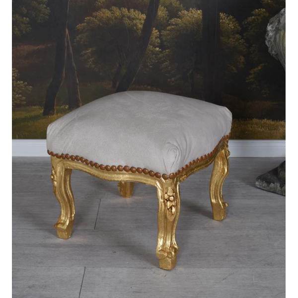 FUSSSCHEMEL BAROCK FUSSHOCKER ANTIK GOLD HELLGRAU - Palo24